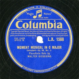 ySPՁzGB COL L.X.1588 WALTER GIESEKING MOMENT MUSICAL