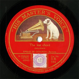 ySPՁzGB HMV D.B.594 EMILIO DE GOGORZA The lost chord/O,song divine