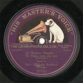 ySPՁzGB HMV 05550 Wilhelm Backhaus Moment Musical/Hark,Hark,the lark