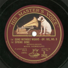 ySPՁzGB HMV B2433 MARK HAMBOURG SONG WITHOUT WORDS/SPRING SONG/SONG WITHOUT WORDS/BEES WEDDING