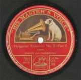 ySPՁzGB HMV D.B.381 IGNACE JAN PADEREWSKI Hungarian Rhapsody,No.2