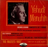 GB EMI ALP1135 ユディ・メニューイン|ウィルヘルム・フルトヴェングラー メンデルスゾーン「バイオリン協奏曲」|ベートーヴェン「ロマンス第1|2番」