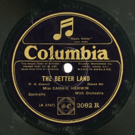 【SP盤】GB COL 2082 R CARRIE HERWIN F.H. Cowen THE BETTER LAND/THE CHILDREN S HOME