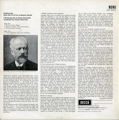 Gb Dec Lxt6311 エルネスト アンセルメ チャイコフスキー 管弦楽組曲第3番の商品詳細 アナログ レコード 通販 Record Sound