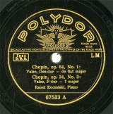 ySPՁzDE Polydor 67533 Raoul Koczalski Chopin,Valse,Des-dur/Valse,F-dur/Valse,As-dur/Valse,Ges-dur