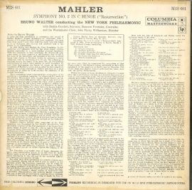 US COL M2S 601 ワルター マーラー・交響曲2番「復活」