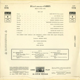 GB EMI ALP1115-7 ライナー ビゼー・カルメン(全曲)