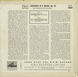 GB EMI BLP1043 トルトゥリエ エルガー・チェロ協奏曲