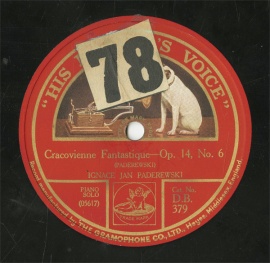 【SP盤】GB HMV D.B.379 IGNACE JAN PADEREWSKI Cracovienne Fantasique/Minuet