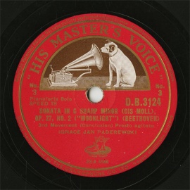 【SP盤】GB HMV D.B.3124 IGNACE JAN PADEREWSKI SONATA「MOONLIGHT」3rdMovement(Conclusion)/MINUET