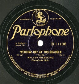 【SP盤】GB PARLO E11136 WALTER GIESEKING WEDDING DAY AT TROLDHAUGEN/TO THE SPRING/BUTTERFLY