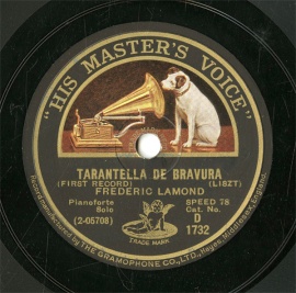 【SP盤】GB HMV D1732 FREDERIC LAMOND TARANTELLA DE BRAVURA