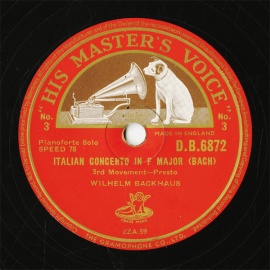 【SP盤】GB HMV D.B.6872 WILHELM BACKHAUS ITALIAN CONCERTO/PRELUDE AND FUGUE