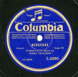 ySPՁzGB COL L2260 IGNAZ FRIEDMAN BERCEUSE/MINUETTO FROM SUITE