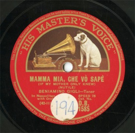 ySPՁzGB HMV D.B.1585 BENIAMINO GIGLI MAMMA MIAACHE VO SAPE/MUSICA PROIBITA