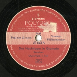 ySPՁzDE Polydor 57163 Paul van Kempen Das Nacthtlager in Granada Ouverture 1.Teil/2.Teil
