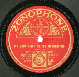 ySPՁzGB ZON G.O.101 SIR HARRY LAUDER PIN YOUR FAITH ON THE MOTHERLAND/I WISH YOU WERE HERE AGAIN